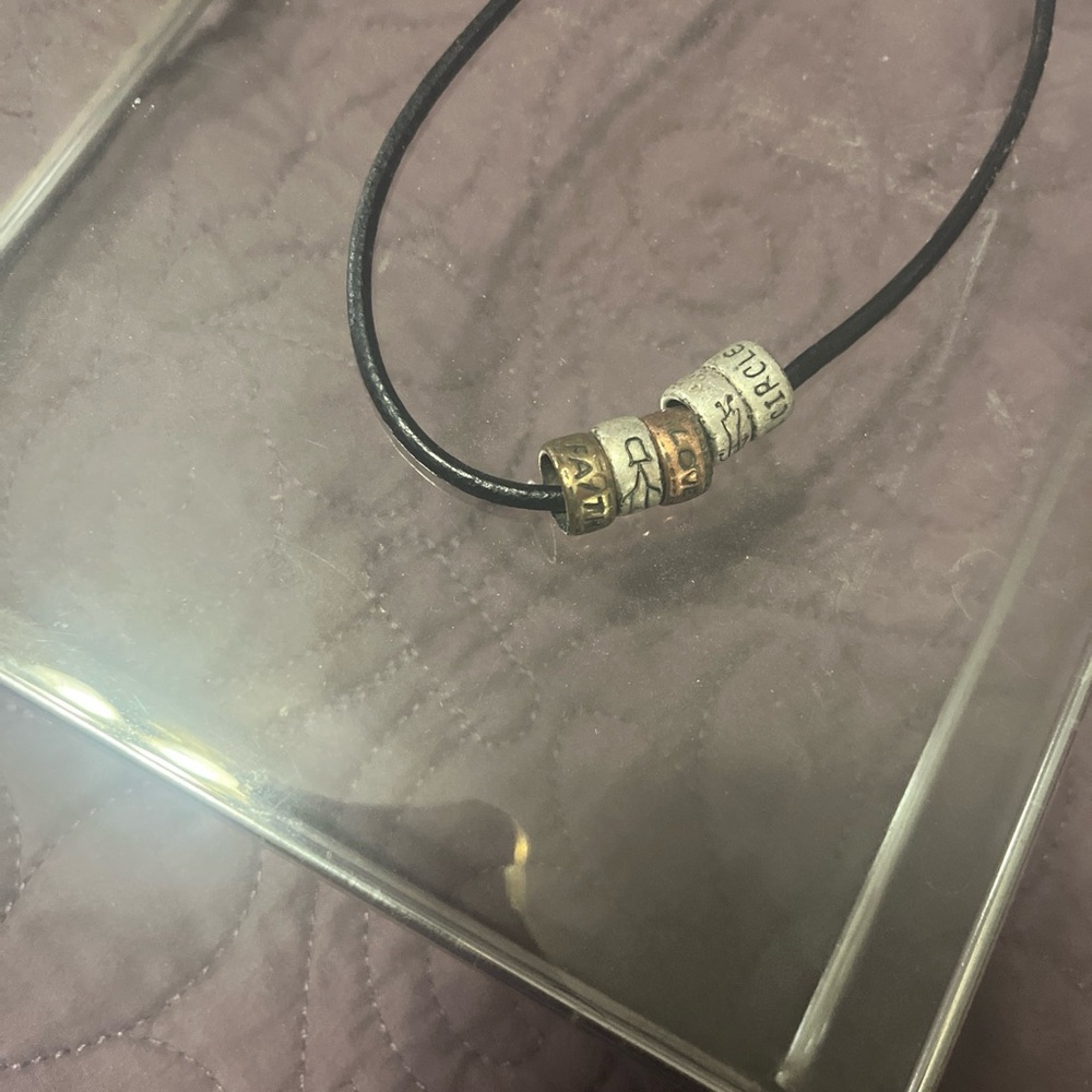 Premier Designs “Circle of Friends” Metallic Circles On Black Cord Necklace 16”